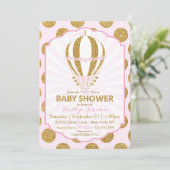 Roze Baby shower van de luchtballon Kaart (Staand voorkant)