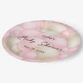 Roze Baby shower van de luchtballon Papieren Bordje (Gekanteld)
