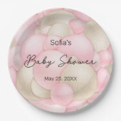 Roze Baby shower van de luchtballon Papieren Bordje (Voorkant)