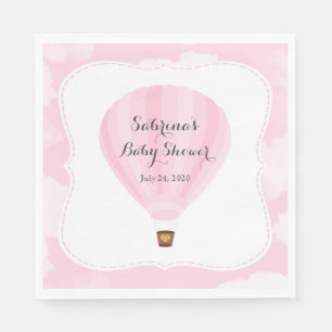 Roze Baby shower van de luchtballon Servet