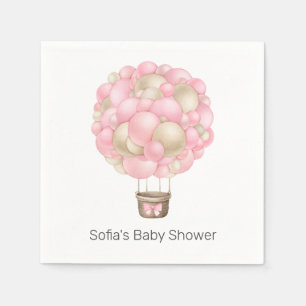 Roze Baby shower van de luchtballon Servet