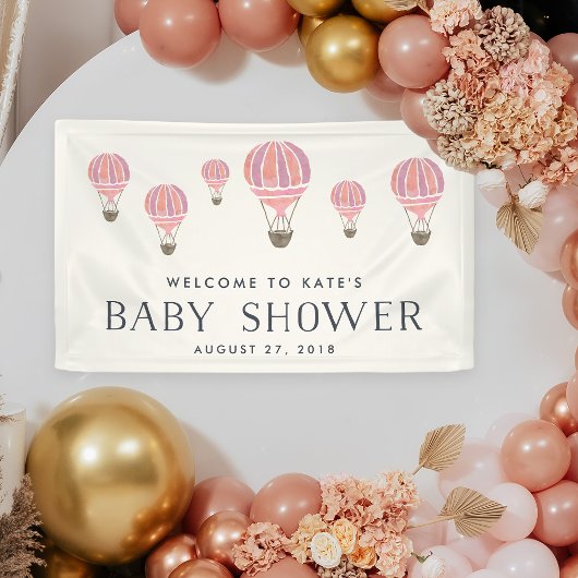 Roze Baby shower van de luchtballon Spandoek