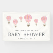Roze Baby shower van de luchtballon Spandoek (Horizontaal)