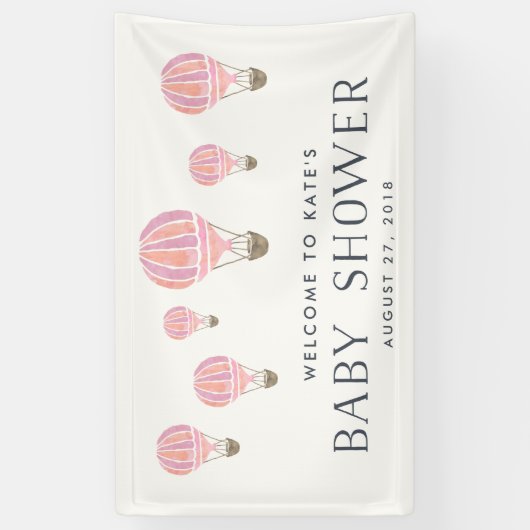 Roze Baby shower van de luchtballon Spandoek (Verticaal)