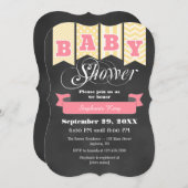 Roze Baby shower van de vlag van Cream-alkboard Kaart (Voorkant / Achterkant)