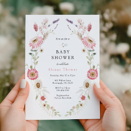 Roze Baby shower van de weide van de Wilde Bloem Kaart