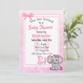 Roze Baby shower van Elephant Girl Kaart (Staand voorkant)