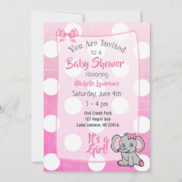 Roze Baby shower van Elephant Girl Kaart