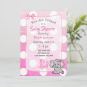 Roze Baby shower van Elephant Girl Kaart (Staand voorkant)