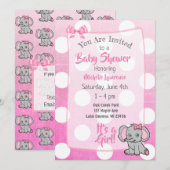 Roze Baby shower van Elephant Girl Kaart (Voorkant / Achterkant)