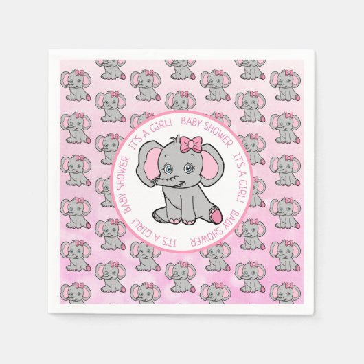Roze Baby shower van Elephant Girl Servet (Voorkant)