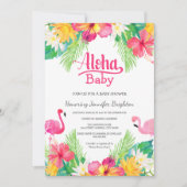 Roze | Baby shower van Flamingo Luau Kaart (Voorkant)