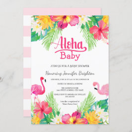 Roze | Baby shower van Flamingo Luau Kaart