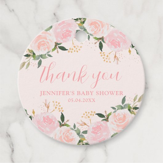 Roze Baby shower van Floral Bedankjes Labels (Voorkant)