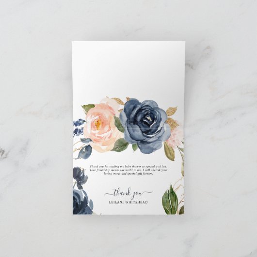 Roze Baby shower van Floral Bedankkaart (Binnen)