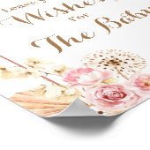 Roze Baby shower van Floral Boho wenst Baby Poster (Hoek)
