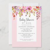 Roze Baby shower van Floral Girl per post Kaart (Voorkant)