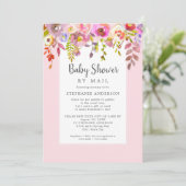 Roze Baby shower van Floral Girl per post Kaart (Staand voorkant)