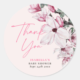 Roze Baby shower van Floral Girl Ronde Sticker
