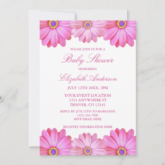 Roze Baby shower van Floral Kaart (Voorkant)
