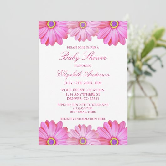 Roze Baby shower van Floral Kaart (Staand voorkant)