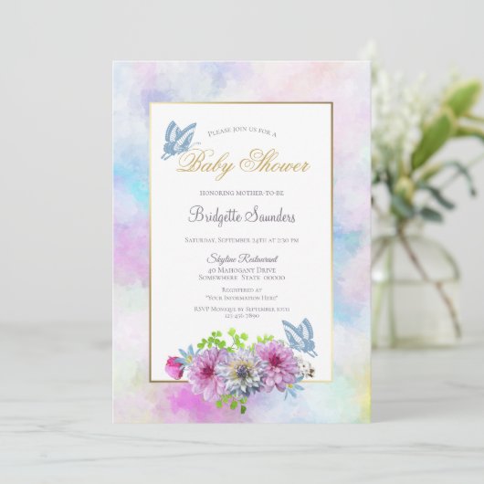 Roze Baby shower van Floral Kaart (Staand voorkant)