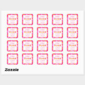 Roze Baby shower van Floral Vierkante Sticker (Vel)