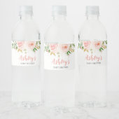 Roze Baby shower van Floral Waterfles Etiket (Flessen)