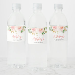 Roze Baby shower van Floral Waterfles Etiket