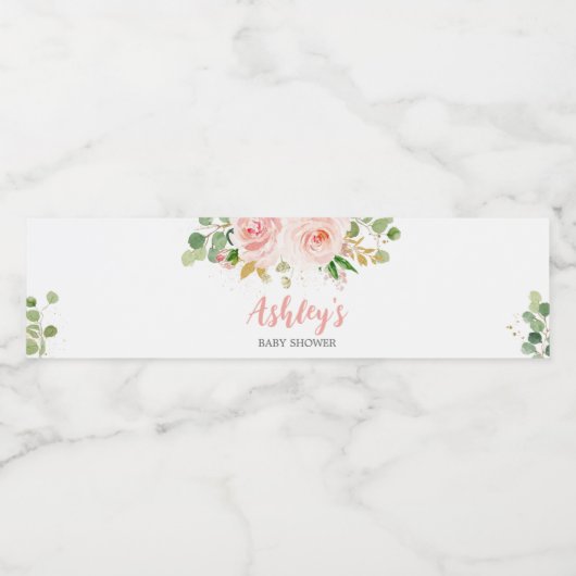 Roze Baby shower van Floral Waterfles Etiket (Enkel label)