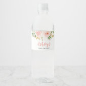 Roze Baby shower van Floral Waterfles Etiket (Voorkant)