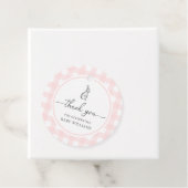Roze Baby shower van Gingham Bunny Rabbit Bedankjes Labels (In situ)