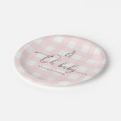 Roze Baby shower van Gingham Bunny Rabbit Papieren Bordje (Gekanteld)