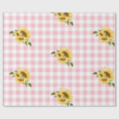Roze Baby shower van Gingham Sunflower Cadeaupapier (Vlak)