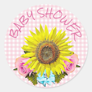 Roze BABY SHOWER van Gingham Sunflower Stickers