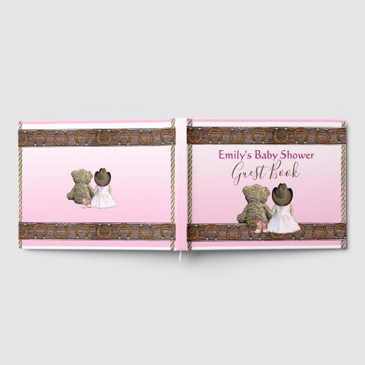 Roze Baby shower van het Cowgirl Gastenboek (Volledig)