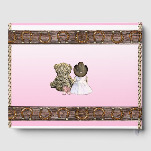 Roze Baby shower van het Cowgirl Gastenboek (Achterkant)
