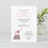 Roze Baby shower van het Elephant Book/Books Brunc Kaart (Staand voorkant)
