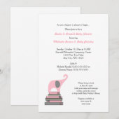 Roze Baby shower van het Elephant Book/Books Brunc Kaart (Voorkant / Achterkant)