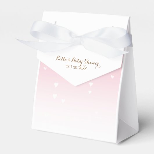 Roze Baby shower van het hart Bedankdoosjes (Voorkant Zijde)