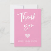 Roze Baby shower van het hart Bedankkaart (Voorkant)