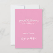 Roze Baby shower van het hart Bedankkaart (Achterkant)