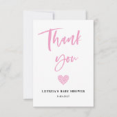 Roze Baby shower van het hart Bedankkaart (Voorkant)