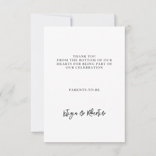 Roze Baby shower van het hart Bedankkaart (Achterkant)