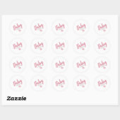 Roze Baby shower van het hart Ronde Sticker (Vel)