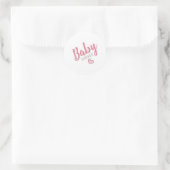 Roze Baby shower van het hart Ronde Sticker (Tas)
