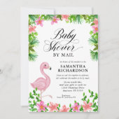 Roze Baby shower van het Manuscript van Flamingo T Kaart (Voorkant)