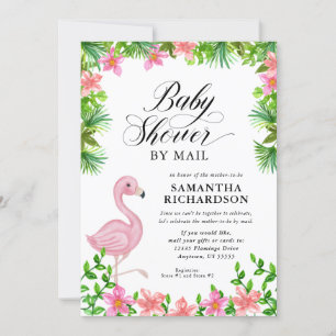 Roze Baby shower van het Manuscript van Flamingo T Kaart