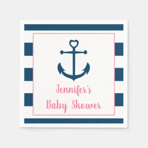 Roze Baby shower van het meisje van de marine Servet