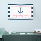 Roze Baby shower van het meisje van de marine Spandoek (Beurs)